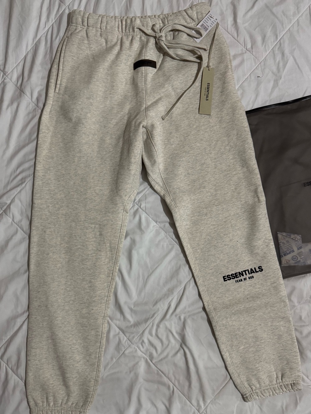 ESSENTIALS Men’s Oatmeal Gray Joggers with Logo